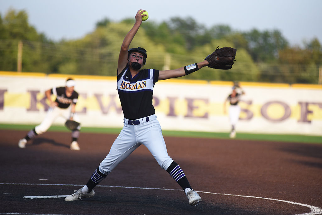 Abby Hurtado pitches for Hickman. Hurtado pitched all seven innings